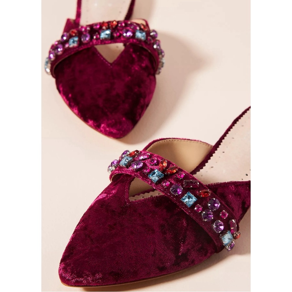 Anthropologie Farylrobin Tarray Embellished Velvet Flats NWT SZ 10 - Picture 3 of 15